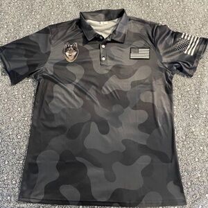 Wolf Emblem Camouflage Polo Shirt - Black